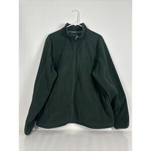 L.L. Bean Full Zip Fleece Jacket Forest Green Mens XL REG Hiking Outdoor Pockets